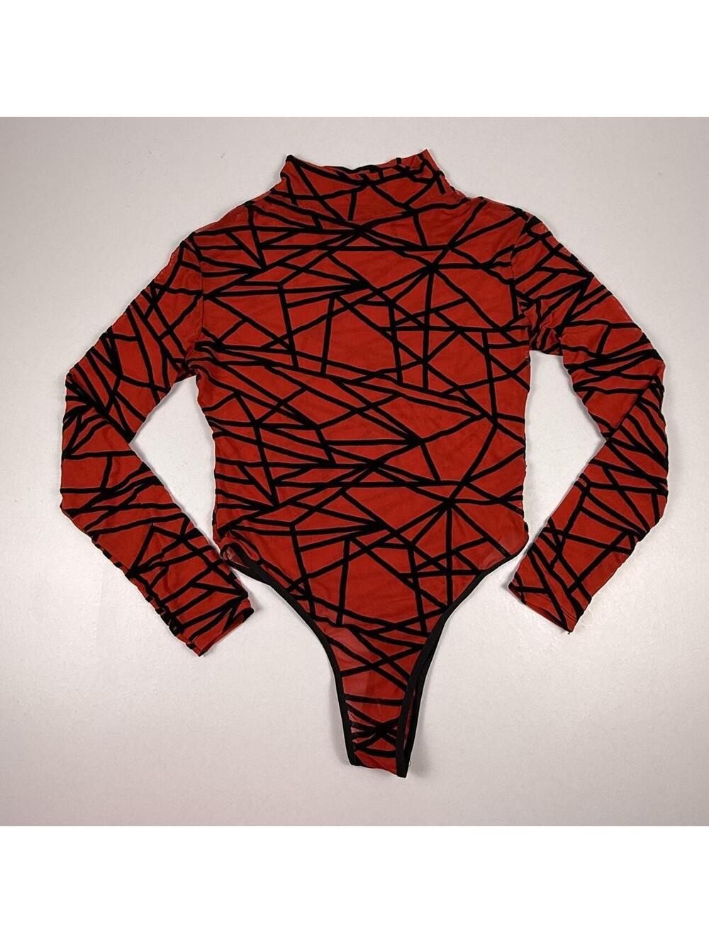 Women's Red and Orange Bodysuit